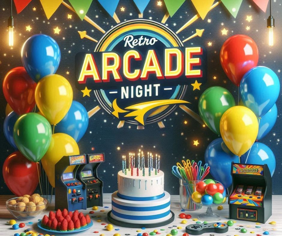 Retro Arcade Night Themed Birthday Party Ideas for Teen Boys